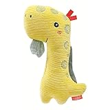Fehn 051094 Stabgreifling Dino – Kuscheltier-Greifling zum Rasseln, Quietschen, Fühlen, Spielen – ein treuer Begleiter für Babys und Kleinkinder ab 0+ Monaten