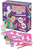 GirlZone Geschenke für Mädchen - Einhorn Glitzer Tattoo Set Kinder - Tattoos für Kinder Tattoos zum Selbermachen 33 Teile Geschenk Kinder 4-12 Jahre