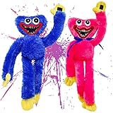 JIASHA 2 Stück Huggy Wuggy Kuscheltiere, 40 cm Huggy Wuggy PlüSchtier Hagiwagi Plüschpuppe Poppy Playtime Plüschtier Monster Spielzeug, Für Kinder und Erwachsene Geschenk (Blau und Rosa)