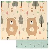 Spielmatte Baby - Krabbelmatte Baby 150x180x1cm - Krabbelmatte Wendbar, Faltbar, Wasserabweisend - Schaumstoff Babymatte - Baby Spielmatte -Sweety Fox (Bär)