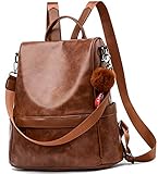 Damen Soft PU Leder Rucksack Handtasche Schultertasche All in One Multifunktions Anti Diebstahl Tasche Wasserdichte Rucksack (Braun)