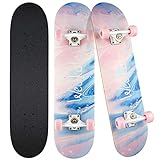 WeSkate Skateboards für Mädchen und Jungen Anfänger 7-lagiges Double Kick Deck Element Cruiser Skateboard (Blau Rosa) 31 x 8 Zoll Skateboards
