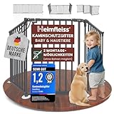 Heimfleiss® Kaminschutzgitter Baby mit Sicherheitsverschluss | Ofenschutzgitter für Kinder & Hunde | Ofengitter Kinderschutz aus Stahl | Universal nutzbar als Kamin-, Tür- & Treppenschutzgitter (Grau)