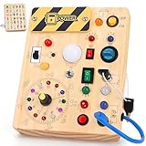 Konijiwa Montessori Spielzeug ab 1 Jahr Busy Board Activity Board Spielzeug ab 2 Jahre Holzspielzeug mit 10 Schalter 23 LED-Leuchten Spielzeug Sensory Learning Toys für 1 2 3 Jahre Jungen und Mädchen