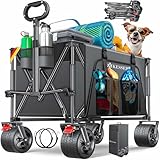 KESSER® Bollerwagen GTR9000 Handwagen 200kg | 200L Stauraum Transportwagen faltbar extra breite 360° Räder & Feststell-Bremsen Wetterbeständig Strandwagen inkl Abdeckung, Seitentasche & Getränkehalter