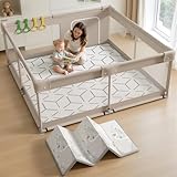 Lertantri Laufstall Baby mit Matratze 150x150cm - Laufgitter Baby mit Faltbar Krabbelmatte und 4 Griffen, Playpen mit Spielmatte