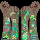 10 Blätter Leuchtende Kindertattoos Meerjungfrau Geschenk Mädchen 3 4 5 6 7 8 9 10 11 12 13 Jahre, Zuckertüten Füllung Schultüte Mädchen Spielzeug, Geschenke zur Einschulung Mädchen