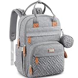 BabbleRoo Baby Wickeltasche/Rucksack, Wickelrucksack lässige Wickeltaschen, Multifunktional Große Kapazität Babytasche Reiserucksack mit Wickelauflage & Schnullerhalter (grau)