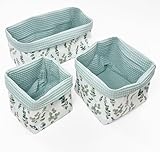BABEES Aufbewahrungskorb Wickeltisch Baby, Körbchen Set 3 Stück, Organizer Wickelkommode, Utensilo Aufbewahrungsbox Badezimmer (EUKALYPTUS)