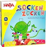 HABA 4465 - Socken zocken, schnelles Suchspiel für 2-6 Spieler von 4-99 Jahren, blitzschnelles Reaktionsspiel mit Tipps zur Sprachförderung, Spiel für die ganze Familie