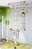 NiroSport FitTop M1 Indoor Klettergerüst für Kinder Sprossenwand für Kinderzimmer Turnwand Kletterwand, kinderleichte Montage, max. Belastung bis ca. 130 kg (Weiß)