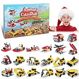 Rosami Adventskalender 2025 Kinder – Weihnachtskalender mit 24 Weihnachtsspielzeuge, Auto-Bausteine & Feuerwehr-Spielzeug, Geschenk für Jungen Mädchen