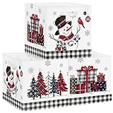 Clastyle 3 Stück Weihnachten Kinder Aufbewahrungsbox Stoff für Kallax Faltbar Aufbewahrungskorb Klein Junge Mädchen Schrank Organizer Kleiderschrank für Regal,Schneemann,30x30x30 cm