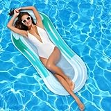 USHOP Aufblasbare Luftmatratze Pool mit Kopfstütze,Wasserhängematte,Aufblasbares Wasserspielzeug,Luftmatratze Wasser,mit Wasserdichte Tasche mit Mobiltelefon,Für Sommerpool,Strand,See &Partys 150*75cm
