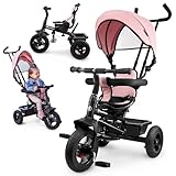 HyperMotion Dreirad ab 1 Jahr mit Schubstange - 3-in-1 Kinderfahrzeug für 1-4 Jahre, bis 20 kg - mit höhenverstellbarem Elterngriff und Schiebelenker, Rosa