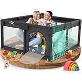 RAWVEL® Laufstall Baby Fence – [NEU 2025] – Laufgitter Baby Laufstall Playpen Kind, Laufgitter & Ställe, Kinderlaufstall, Play Pen – [Laborgeprüft] – Atmungsaktiv & Vollständig gepolstert - 130x130 cm