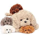 MorisMos 5 Stück Kuscheltiere Mama Hund Kuscheltier XXL mit 4 Baby im Bauch Plüschhund Stofftier Plüschtier Spielzeug Geschenk für Kinder