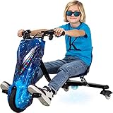 Actionbikes Motors Kinder Elektro Driftscooter 360 Grad | 250 Watt Elektromotor - 3 Geschwindigkeitsstufen - LED-Beleuchtung - Sitz verstellbar - Bluetooth - Drifter - Drift Trike (Space Blue)