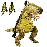 alles-meine.de GmbH 3-D Rucksack & Kuscheltier - XL groß - Dinosaurier - Tyrannosaurus Rex - grün - Plüsch Kinderrucksack/Plüschtier - für Kinder & Erwachsene - Kindergarte..
