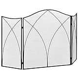 HOMCOM Kaminschutzgitter, Klappbares Kamingitter mit 3 Paneelen, Ofenschutzgitter, Funkenschutzgitter für Wohnzimmer, Metall, 108 x 76 cm, Schwarz