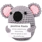 Aruigu Pocket Hug Positive Koala, Kreative Strickwolle Koala Puppe, Gute Besserung, Mutmacher Geschenk, Geschenke für Frauen, Positive Kartoffel Deutsch Ersatz - 1 St