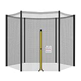 NONMON Sicherheitsnetz Ersatznetz für Trampolin Ø 305 cm 6 Stangen, Schwarz Gartentrampolin Ersatznetz Netz Außenliegend reißfest UV-beständig einfache Montage Eingangstür mit Reißverschluss