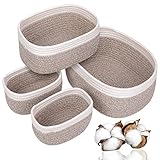 VORHOT 4er Set Aufbewahrungskorb Geflochten Baumwollseil, Korb Aufbewahrung Körbchen Wickeltisch Organizer, Stapelbare Speicher Storage Basket für Kinderzimmer Wohnzimmer Bad