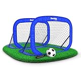 Racetex Fussballtore für Garten Kinder – 2er Set mit verstärkten Glasfaserstangen – Fußballtor Kinder inkl. Ball, Pumpe, Erdanker und Tasche zum Transportieren – Tore Fußball Kinder (Blau)