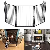 UISEBRT Kaminschutzgitter Metall 5 Stücke Kinderschutzgitter Schwarz Absperrgitter Schutzgitter Kindergitter für Kinder Türschutzgitter Laufstall 305cm
