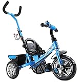 Dreirad Sicherheitsgurt abnehmbare Lenkstange verstellbare Fußablage Kinderdreirad Fahrrad Kinder Kleinkinder Baby blau