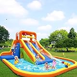 Ballsea XXL Hüpfburg mit Trocken-/Wasserrutsche, Kletterwand & Pool - Sicher & Spaß für Kinder (ohne Gebläse)