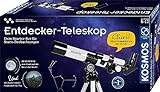 KOSMOS 676889 Entdecker-Teleskop, Starter-Set für Einsteiger und Kinder ab 8 Jahre, 2 Okulare für 20-fache od. 100-fache Vergrößerung, tragbares Reise-Teleskop, Experimentierkasten, Astronomie, Mint