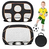 XMTECH 2 in 1 Pop-Up Fußballto Kinder, Popup-Tor mit Torwand, Torwandtrainer für Indoor & Outdoor, mit Tragetasche, 121x80x80 cm