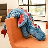 Jokapy 70-150 cm Kuscheltier Drache, Plüschtier Schlafkissen Große Weiche Lange, Riesige Plüschtier Flauschiger Kissen Geschenk für Kinder Freundin(130cm,Blau)