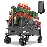 Sekey XXL Plus Bollerwagen Faltbar mit Bremsen 200L 200KG Belastbar, Extra Breite Reifen All Terrain Bollerwagen, Patentiert Zusammenfaltbar aus Vier Richtungen, XXL-PlusB 4011, Anthrazit