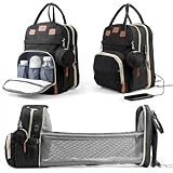 Wickeltasche Rucksack，Wickelrucksack Groß，Multifunktional Diaper Bag mit Mobiler Wickelauflage，Wasserdicht & Leicht，Faltbar Kinderbett，Kinderwagengurte,Babytasche。Baby Wickelrucksack Für Unterweg