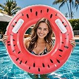 Qoosea Schwimmring Erwachsene, Aufblasbar Schwimmreifen Erwachsene Teenager, Groß Wassermelonen Schwimmring, Strandspielzeug Wasser Schwimm Floating Ring für Pool Party, Strand, Urlaub Sommer