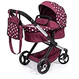 Bayer Design 17023AA, Puppenwagen Xeo mit Tasche, Bordeaux Bordeaux, Rosa