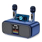 Karaoke Maschine Singing PA Anlage mit 2 Mikrofonen, TONOR Gesang Mikrofon Partymaschine Lautsprecher mit drahtlosen Microphonen, Musikbox mit LED Licht/AUX/USB/TF, PA-System für Erwachsene/Kinder K9