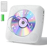 Gueray Desktop CD Player Bluetooth CD-Spieler mit Lautsprechern für Zuhause 1800mAh Tragbarer CD-Player mit AUX USB Kopfhörer Jack FM Radio mit Fernbedienung Staubschutz LCD Display für Kinder-Weiß