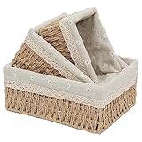 PALUDO 3er Set Aufbewahrungskorb Korb, 3 Größen Badezimmer Körbchen Geflochten Wickeltisch Organizer Körbchen Boxen Basket Kleiner Korb aus Gewebtem Schlafzimmer Make-up