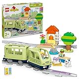 LEGO DUPLO Interaktive Abenteuer-Eisenbahn - Lernspielzeug für Kleinkinder ab 2 Jahren – 14 Gleisstücke, Aktionssteine mit Geräuschen und 4 Spielfiguren – Geschenkidee für Jungen & Mädchen - 10427