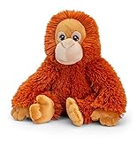 tachi Plüschtier AFFE Orang Utan Rot Braun, Sitzender Kuschelaffe aus recycelten Plüsch, Stofftier 18 cm