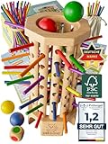 SINNESFUCHS® Farblernturm - FSC® 100% - Montessori Spielzeug ab 3 Jahre - Holzspielzeug pädagogisch wertvoll - Lernspiele ab 3 Jahre - Kinder Farben Stäbchen Holz Spiel - Kinderspiele ab 4 Jahre