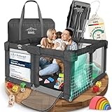 RAWVEL® Faltbarer Laufstall Baby Faltbar [NEU 2025] Laufgitter Baby Laufstall faltbar Playpen Kind, Laufgitter & Ställe, Kinderlaufstall Play Pen klappbar [Laborgeprüft] & Rundum gepolstert 130x130 cm