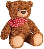 BRUBAKER Teddy Plüschbär mit Anker Halstuch Rot - 42 cm - Vintage Teddybär Plüschteddy Kuscheltier - Schmusetier mit besonders weichem Fell - Stofftier Braun