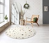 the carpet Beat Kids Moderner Weicher Kinderteppich, Weicher Flor, Pflegeleicht, Farbecht, Punkte Muster, Creme, 120 cm Rund