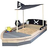 Sun Sandkasten Boot Pirat XXL aus Holz - Sandkiste Schiff für Kinder - Sandbox