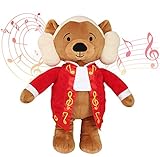 Wolfgang Amadeus Mozart Baby Musik Teddybär Plüschtier | 40 Min. Klassische Musik für Babys | 38 cm Großes Baby Kuscheltier mit Beruhigender Entspannungsmusik | Baby Geschenk Spielzeug Stofftier