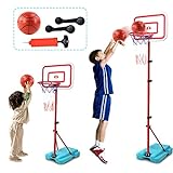 TONZE Basketballkorb Outdoor Spielzeug für Kinder mit Höhenverstellbar ständer 88-190 cm, Ball & Pumpe, Mini Basketballkorb Indoor für Zimmer, Sportgeräte, Spielzeug ab 4 5 6 7 Jahre Junge Mädchen
